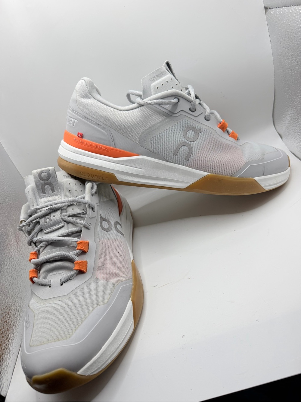 On Running Men’s Athletic Shoes in Light Gray, Orange, Gum